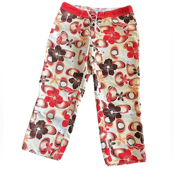 Patagonia Water Girl capri Pants surfer board style tie close Hibiscus - Picture 1 of 6